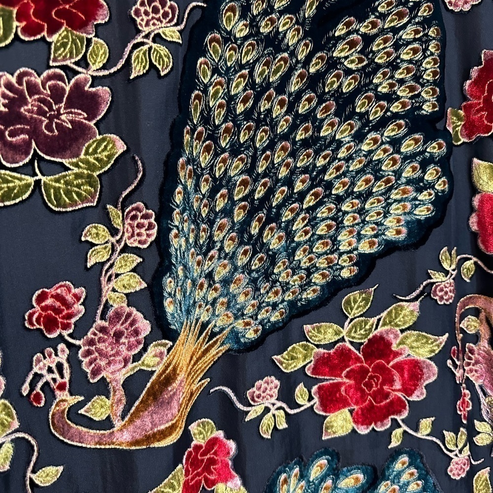 Xhilaration Womens Kimono Floral Peacock Burnout Velvet Petite XS/S TP/P Boho - Picture 7 of 14
